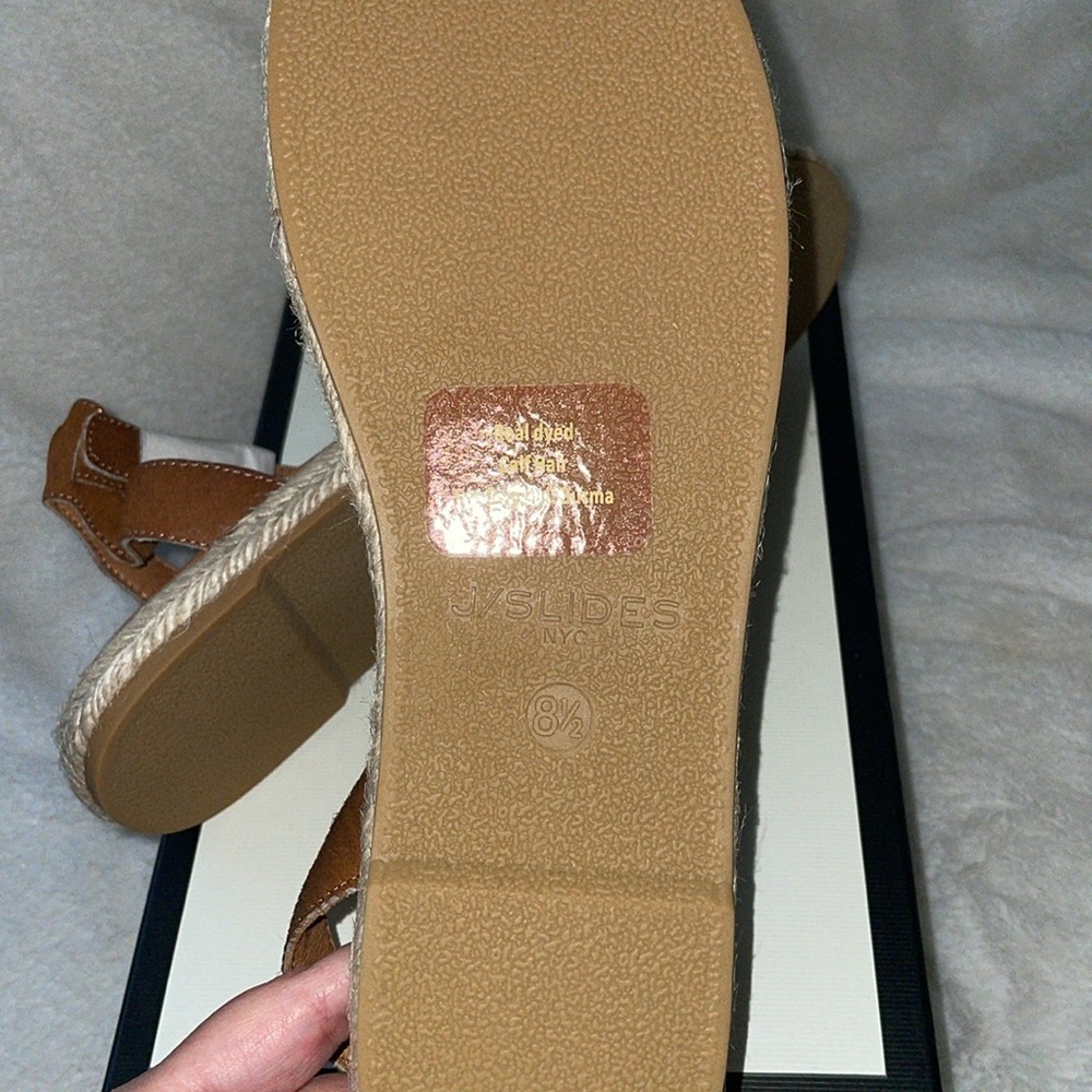 NWT J/SLIDES ROSIE Tan Pony Hair Leather Sandal - Picture 15 of 16